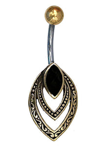 Load image into Gallery viewer, Bauchnabelpiercing Edelstahl Brass Doppelmandel Inlay - chic - net.de
