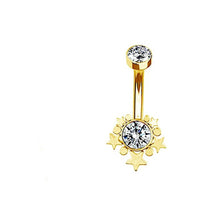 Load image into Gallery viewer, Bauchnabelpiercing Edelstahl Gold PVD Sterne Zirkonia Paua - chic - net.de
