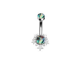 Load image into Gallery viewer, Bauchnabelpiercing Edelstahl Gold PVD Sterne Zirkonia Paua - chic - net.de
