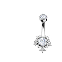 Load image into Gallery viewer, Bauchnabelpiercing Edelstahl Gold PVD Sterne Zirkonia Paua - chic - net.de
