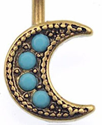 Load image into Gallery viewer, Bauchnabelpiercing Edelstahl Mond türkis gold - chic - net.de
