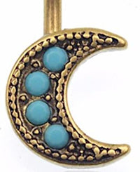 Load image into Gallery viewer, Bauchnabelpiercing Edelstahl Mond türkis gold - chic - net.de
