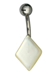 Cargar imagen en el visor de la galería, Bauchnabelpiercing Edelstahl Perlmutt Raute Paua Abalone - chic - net.de
