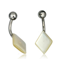 Cargar imagen en el visor de la galería, Bauchnabelpiercing Edelstahl Perlmutt Raute Paua Abalone - chic - net.de
