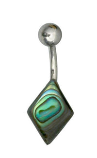 Cargar imagen en el visor de la galería, Bauchnabelpiercing Edelstahl Perlmutt Raute Paua Abalone - chic - net.de
