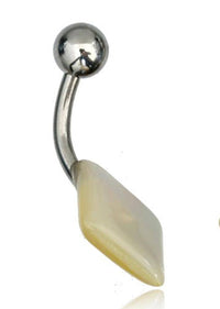 Cargar imagen en el visor de la galería, Bauchnabelpiercing Edelstahl Perlmutt Raute Paua Abalone - chic - net.de
