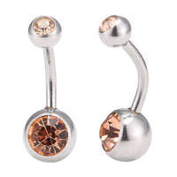 Load image into Gallery viewer, Bauchnabelpiercing Edelstahl silberfarben Stein orange in beiden Kugeln - chic - net.de
