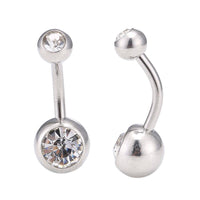 Load image into Gallery viewer, Bauchnabelpiercing Edelstahl silberfarben weißer Stein in beiden Kugeln - chic - net.de
