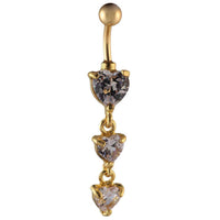 Load image into Gallery viewer, Bauchnabelpiercing goldfarben 3 Anhänger weiße Herzförmige Zirkonia Steine Edelstahl - chic - net.de
