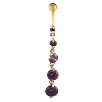 Load image into Gallery viewer, Bauchnabelpiercing goldfarben Anhänger Lila runde Zirkonia Steine Edelstahl - chic - net.de
