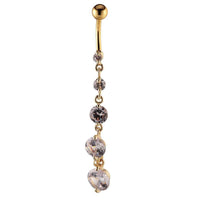Load image into Gallery viewer, Bauchnabelpiercing goldfarben Anhänger weiße runde Zirkonia Steine Edelstahl - chic - net.de
