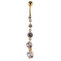 Load image into Gallery viewer, Bauchnabelpiercing goldfarben Anhänger weiße runde Zirkonia Steine Edelstahl - chic - net.de
