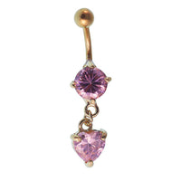 Load image into Gallery viewer, Bauchnabelpiercing goldfarben rosa großer runder Zirkonia Stein Herz Anhänger Edelstahl - chic - net.de
