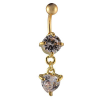 Load image into Gallery viewer, Bauchnabelpiercing goldfarben weißer großer runder Zirkonia Stein Herz Anhänger Edelstahl - chic - net.de
