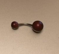 Cargar imagen en el visor de la galería, Bauchnabelpiercing Holz rot braun Kugeln Edelstahl - chic - net.de
