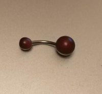Cargar imagen en el visor de la galería, Bauchnabelpiercing Holz rot braun Kugeln Edelstahl - chic - net.de
