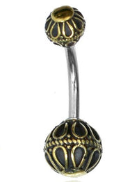 Load image into Gallery viewer, Bauchnabelpiercing Messing Edelstahl antik gold silber Kugel - chic - net.de

