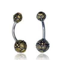Load image into Gallery viewer, Bauchnabelpiercing Messing Edelstahl antik gold silber Kugel - chic - net.de
