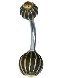 Load image into Gallery viewer, Bauchnabelpiercing Messing Edelstahl antik gold silber Kugel - chic - net.de
