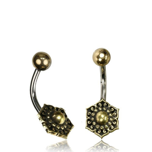 Bauchnabelpiercing Messing Edelstahl antik golden silbern Blume - chic - net.de