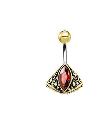 Cargar imagen en el visor de la galería, Bauchnabelpiercing Messing Edelstahl Marquise Schliff - chic - net.de
