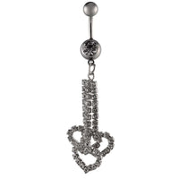 Cargar imagen en el visor de la galería, Bauchnabelpiercing silberfarben drei Herz Anhänger Zirkonia weiß Edelstahl - chic - net.de
