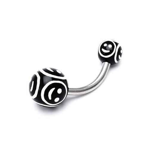 Bauchnabelpiercing Smilie Gesichter Bioflex 2 Kugeln Bananenpiercing Edelstahl nickelfrei - chic - net.de