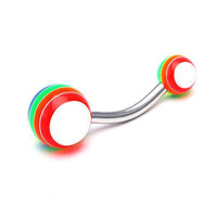 Load image into Gallery viewer, Bauchnabelpiercing Streifen neon bunt Regenbogen Bioflex Kugeln Bananenpiercing Edelstahl nickelfrei - chic - net.de

