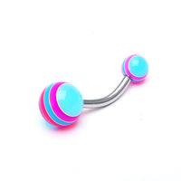 Load image into Gallery viewer, Bauchnabelpiercing Streifen neon bunt Regenbogen Bioflex Kugeln Bananenpiercing Edelstahl nickelfrei - chic - net.de
