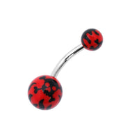 Load image into Gallery viewer, Bauchnabelpiercing Totenkopf Flammen Pirat Bioflex 2 Kugeln Bananenpiercing Edelstahl nickelfrei - chic - net.de
