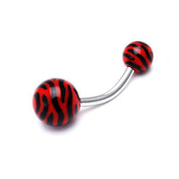 Load image into Gallery viewer, Bauchnabelpiercing Zebra Muster Bioflex 2 Kugeln Bananenpiercing Edelstahl nickelfrei - chic - net.de
