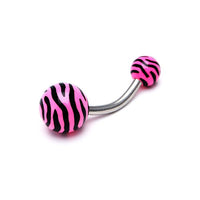 Load image into Gallery viewer, Bauchnabelpiercing Zebra Muster Bioflex 2 Kugeln Bananenpiercing Edelstahl nickelfrei - chic - net.de
