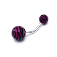 Load image into Gallery viewer, Bauchnabelpiercing Zebra Muster Bioflex 2 Kugeln Bananenpiercing Edelstahl nickelfrei - chic - net.de
