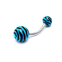 Load image into Gallery viewer, Bauchnabelpiercing Zebra Muster Bioflex 2 Kugeln Bananenpiercing Edelstahl nickelfrei - chic - net.de
