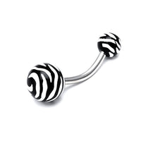 Load image into Gallery viewer, Bauchnabelpiercing Zebra Muster Bioflex 2 Kugeln Bananenpiercing Edelstahl nickelfrei - chic - net.de
