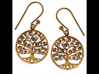 Cargar imagen en el visor de la galería, Baum des Lebens Ohrringe Messing antik golden Tribal Ohrhänger - chic - net.de
