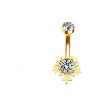 Load image into Gallery viewer, Bauchnabelpiercing Edelstahl Gold PVD Sterne Zirkonia Paua

