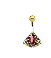 Cargar imagen en el visor de la galería, Bauchnabelpiercing Messing Edelstahl Marquise Schliff
