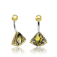 Cargar imagen en el visor de la galería, Bauchnabelpiercing Messing Edelstahl Marquise Schliff

