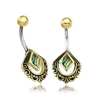 Cargar imagen en el visor de la galería, Bauchnabel Piercing Brass Edelstahl Raute verziert Shell
