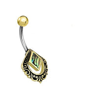 Cargar imagen en el visor de la galería, Bauchnabel Piercing Brass Edelstahl Raute verziert Shell
