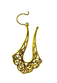 Load image into Gallery viewer, Messing Bügel Ohrringe antik gold Zapfen Spiralen
