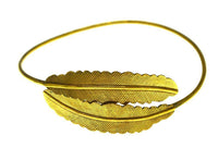 Load image into Gallery viewer, Brass Armreif antik golden zwei Federn schmal - chic - net.de

