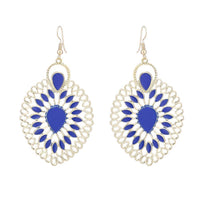 Load image into Gallery viewer, Brass golden blaue Ohrringe Emaille filigran Tropfen umgedreht Seile 6 cm - chic - net.de
