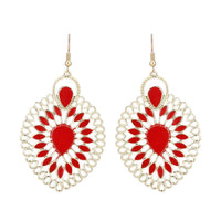 Load image into Gallery viewer, Brass golden rote Ohrringe Emaille filigran Tropfen umgedreht Seile 6 cm - chic - net.de
