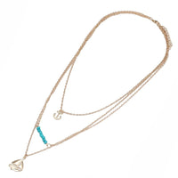 Cargar imagen en el visor de la galería, Brass Kette goldfarben dreiteilig Anker Segelschiff Steine türkisfarben fein ca.35 mm - chic - net.de

