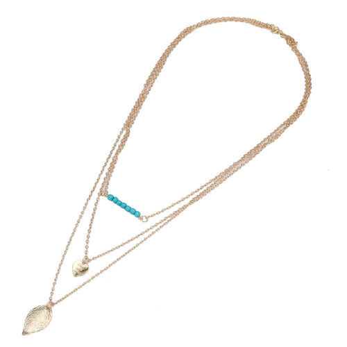 Brass Kette goldfarben fein Steine Türkis Blatt Herz Inschrift Länge ca.30 mm - chic - net.de