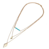 Cargar imagen en el visor de la galería, Brass Kette goldfarben fein Steine Türkis Blatt Herz Inschrift Länge ca.30 mm - chic - net.de
