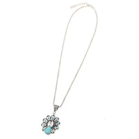 Cargar imagen en el visor de la galería, Brass Kette silbern Türkis Kristalle Stein Pfau 44 - 48 cm Blume - chic - net.de
