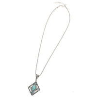 Cargar imagen en el visor de la galería, Brass Kette silbern Türkis Kristalle Stein Raute 44 - 48 cm Mandel - chic - net.de
